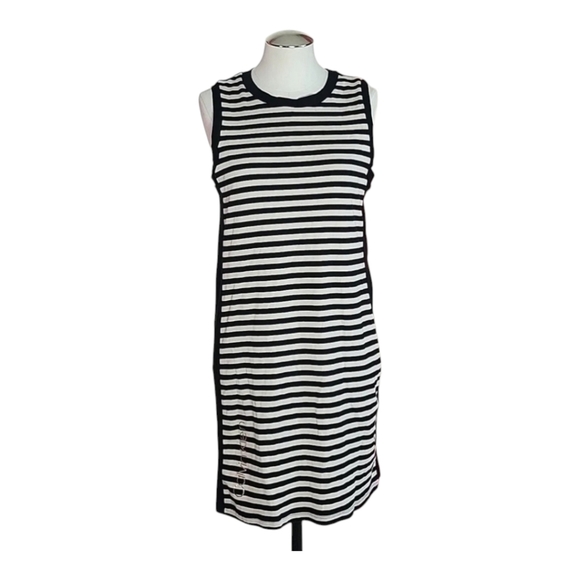 Calvin Klein Black & White Striped Shirt Dress – Size M, Classic Button-Down - Picture 1 of 6